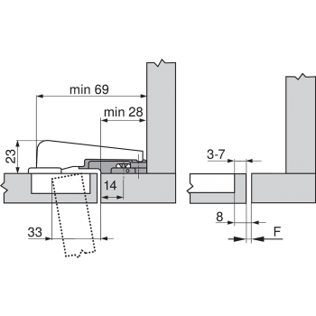 Zawias Blum 95' do drzwi równoległych modul, 99M9550